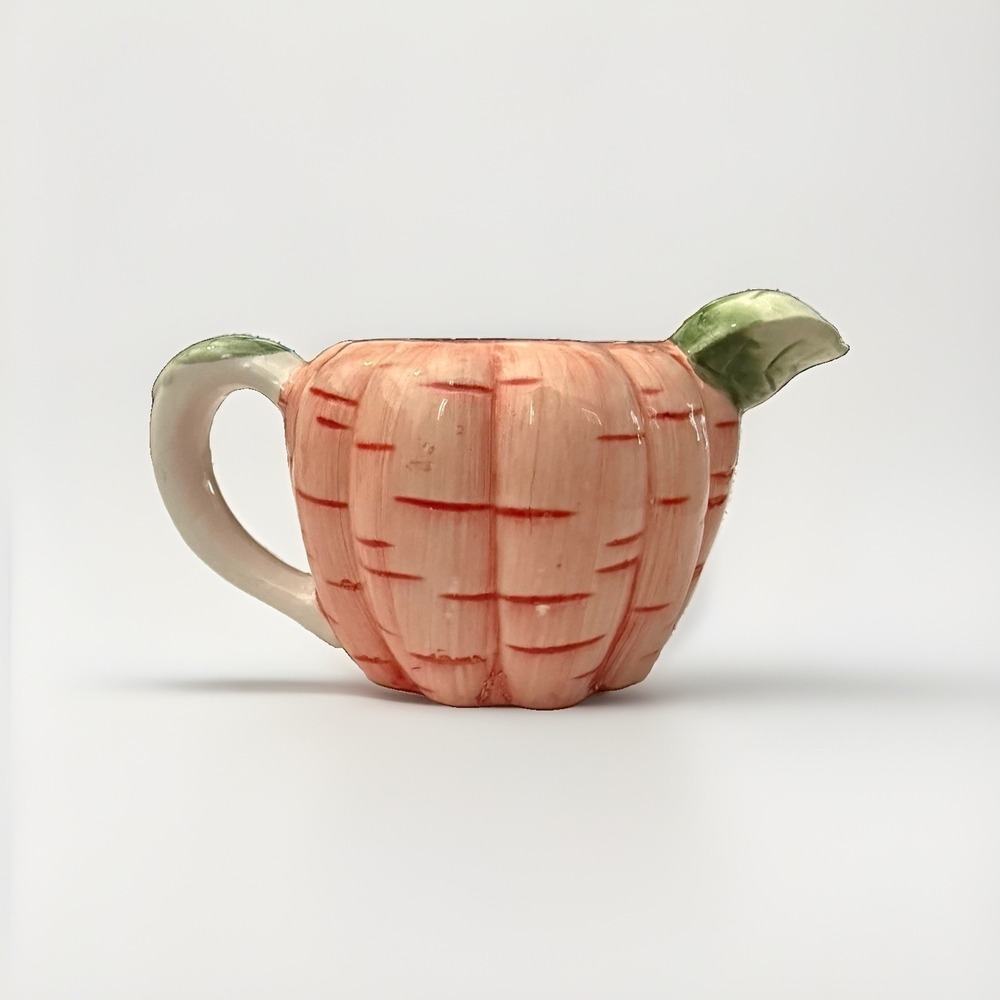 Vintage Rosegarden Dolomite Pumpkin Shaped Ceramic Pitcher Teapot Glossy China
